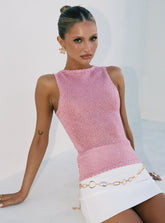 No Pretending Top Pink Glitter