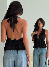 Saddler Halter Top Black