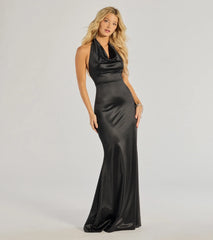 Aleah Formal Satin Halter Mermaid Dress