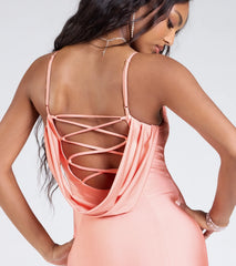 Lizzie Lace-Up Cowl Back Slit Formal Dress