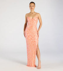Zadie Lace-Up High Slit Sequin Formal Dress