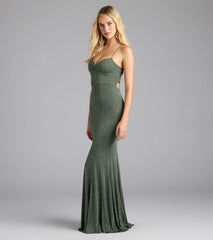 Liz Lace-Up Mermaid Glitter Formal Dress
