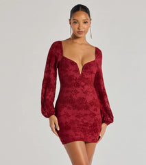 Blooming Beauty Floral Burnout Long Sleeve Mini Dress