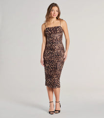 On The Hunt Loepard Bodycon Midi Dress