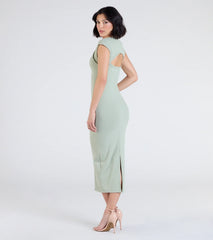 Cute Ease Cap Sleeve Cutout Midi Dress