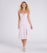 So Enchanted Floral Slit A-Line Midi Dress