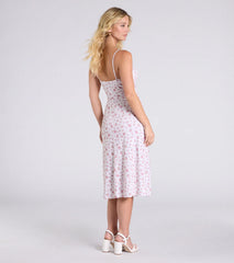 So Enchanted Floral Slit A-Line Midi Dress