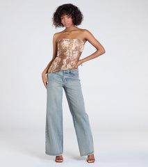 Hiss And Tell Snake Print Mesh Crop Top