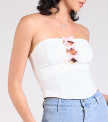Lookin' Cute Bow-Trim Cutout Top