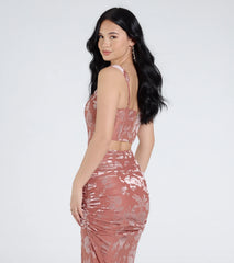 Forever In Love Floral Velvet Burnout Corset Top