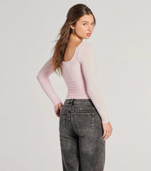 Elevated And Cute Long Sleeve Ruched Crop Top