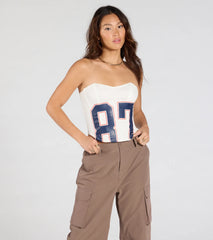 On The Court 87 Jersey Graphic Corset Top