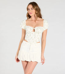 Sweet Days Floral Eyelet Lace-Up Bustier