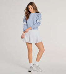 Varsity Girl Striped Knit Crop Sweater
