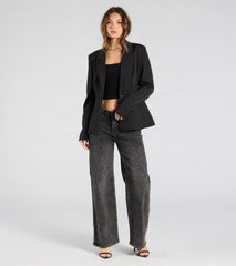 Miss Always On Time Collared Woven Blazer
