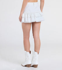 Love At First Sight Mid-Rise Ruffle Denim Mini Skort