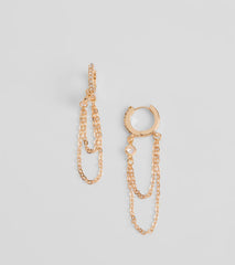 Link Up With Rhinestone Chain Huggie Earrings