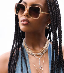 Graceful Elegance Cross Charm Lariat Necklace