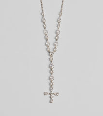 Graceful Elegance Cross Charm Lariat Necklace