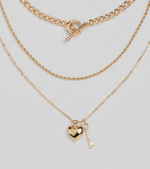 Endless Love Heart Charm Three-Pack Necklace