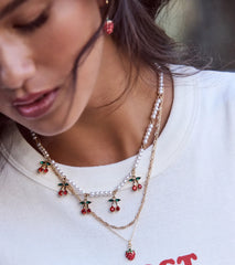 In Season Strawberry Earrings And Necklace Set