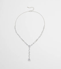 Luxe Glitz Cubic Zirconia Lariat Necklace