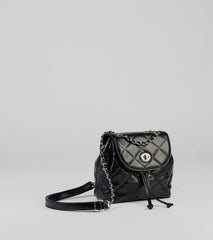 Edgy Quilted Faux Leather Mini Backpack