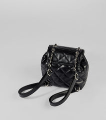 Edgy Quilted Faux Leather Mini Backpack