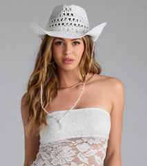 Beachy Chic Beaded Straw Cowboy Hat