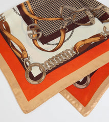 Chic Chain Houndstooth Print Satin Scarf