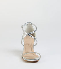 In The Limelight Rhinestone Strap Metallic Heels