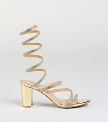 Elevated Status Rhinestone Spiral Block Heels
