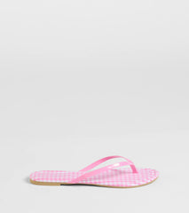 Cutie Vibe Gingham Print Thong Strap Sandals