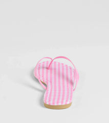 Cutie Vibe Gingham Print Thong Strap Sandals