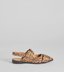 Sassy Stride Leopard Print Buckle Strap Flats