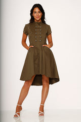 Battalion Olive Hi-Lo Swing Dress