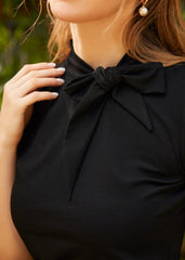 Rydell High Revisited Short Sleeve Tie-Neck Top