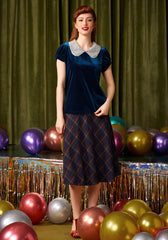 Diner Delight Peter Pan Collar Velvet Top
