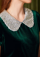 Diner Delight Peter Pan Collar Velvet Top