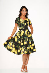 Black Lemon Swing Dress