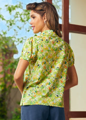 Goose in Bloom Button-Up Top (Hidden Kitties🐈⬛)