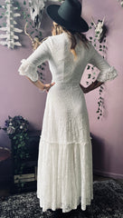 Mina - Ivory Floral Lace Bride of the Vampire Maxi Dress