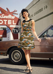 Retro Mod Collared Dress Safari
