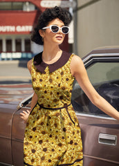Retro Mod Collared Dress Sunflower