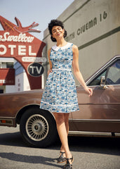Retro Mod Collared Dress Santorini