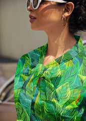 Vintage Style Bow Top in Leaves Print
