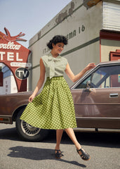 Doris 100% Cotton Skirt - Green Plaid