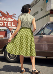 Doris 100% Cotton Skirt - Green Plaid