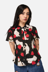 Strawberry Cat Repeat Blouse