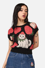Strawberry Cat Knit Top